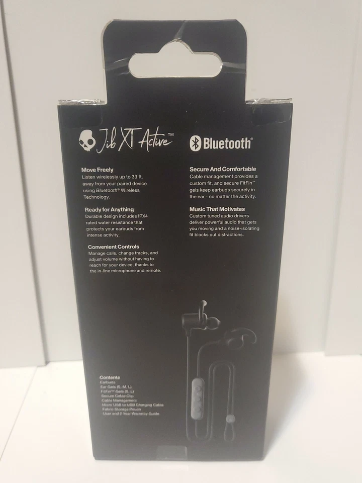 SkullCandy JIB XT Active Wireless Sport Earbuds, IPX4, Brand New Sealed - Image 2 of 2