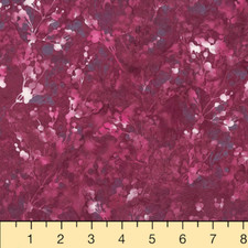 Hoffman Batiks Fabric - Bali Batik - Burgundy Dot Foliage Q2188-38