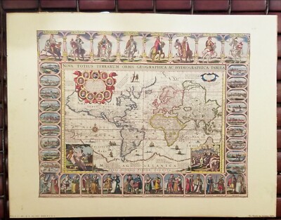 World Map by Jansson 1632 Mid Century Repro Donald Art Co 11