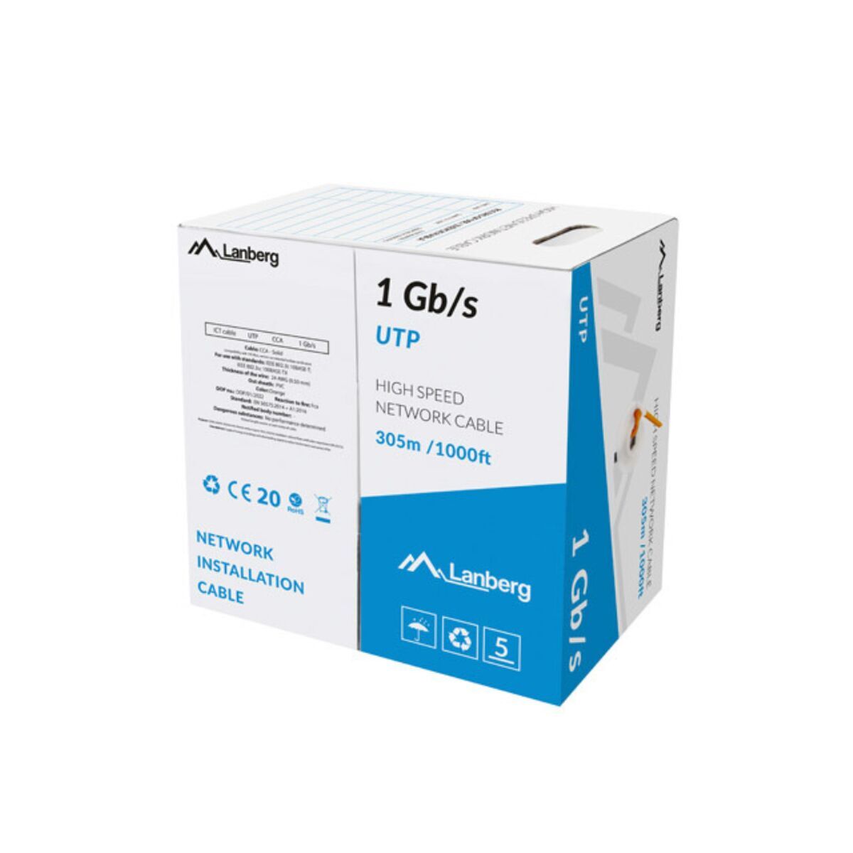 Kabel Ethernet Lan Lanberg Lcu6-10cc-0305-o 305 M