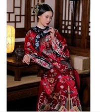 Chinese Traditional Qing Dynasty Qipao Printing Improved Cheongsam Dress Cloak