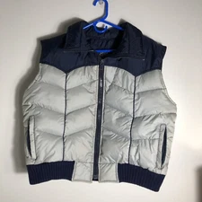 Turtle Bay Vintage Mens Puffer Vest Sz XL Navy/Gray Full Zip Down Filled