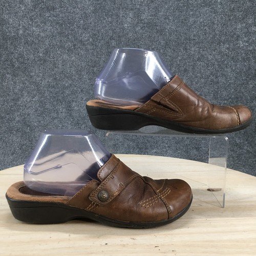 Earth Origins Shoes Womens 8 Allie Mules Brown Leather Round Toe Casual Comfort