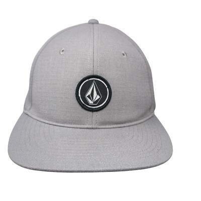 Volcom Stone Patch Fitted Hat Gray L/XL Solid 6 Panel Vent Holes