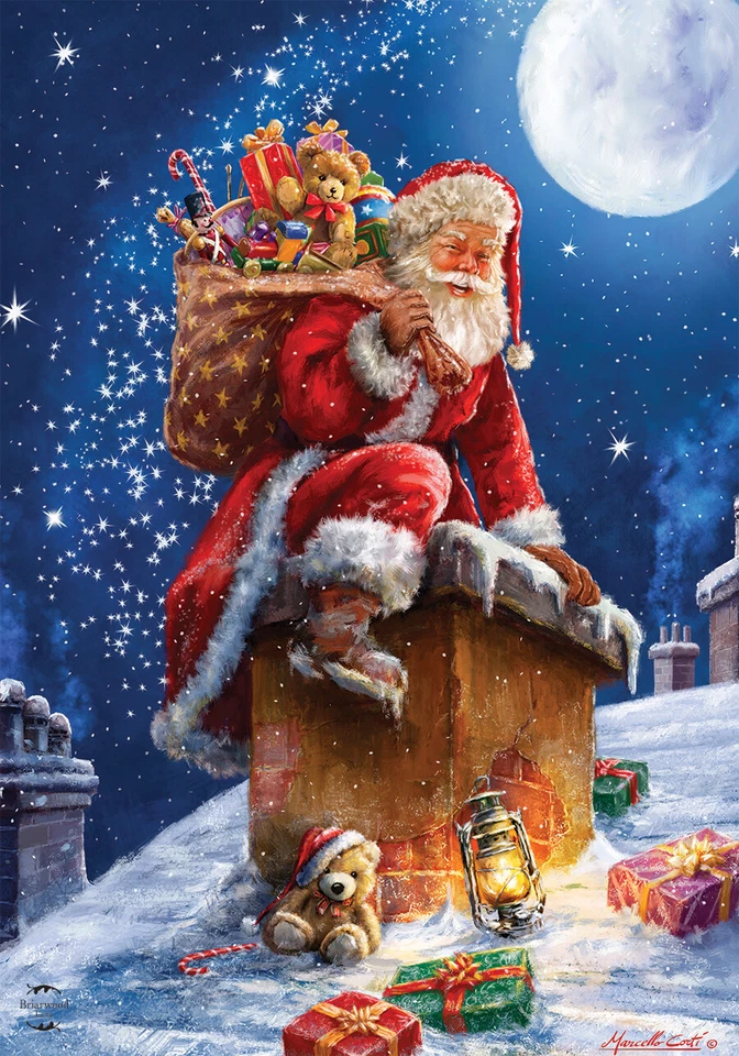 Chimenea Bandera Casa Papá Noel Entrega Navidad 28" x 40" Briarwood Lane Foto 2 de 4