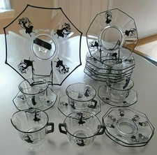 Salsa Flamenco Dancer Silhouette Dessert Plates Cups Saucer Tray Cream Sugar Set