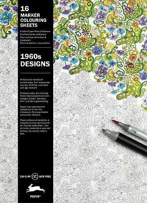 1960s Designs - 16 Marker Colouring Sheets 150G/M²  34.5 x 25cm *FREE P&P*