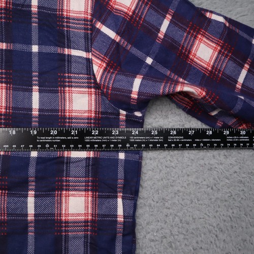 Vintage Montgomery Ward Flannel Shirt Red White Blue Size Large 100% Cotton - Picture 6 of 11
