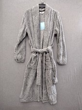 Alexander Del Rossa Women's Grey Fleece Collar Robe Long XS