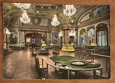 Roulette Table Game Room in the Casino, Monte Carlo Monaco Vintage Postcard