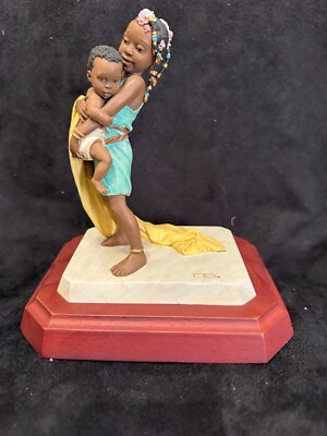 VINTAGE 1995 Thomas Blackshear Ebony Visions ''The Siblings'' Sculpture #37003