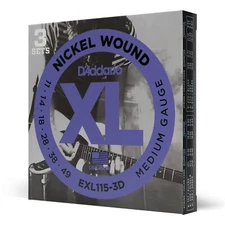 3 Sets EXL115  D'Addario XL Electric Guitar Strings 11-49 Medium EXL115-3D