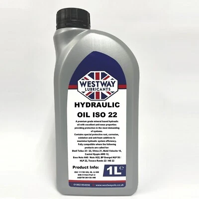 WESTWAY LUBRICANTS LTD Hydraulic Oil 22 Fluid 1L VG22 High Grade 1 Litre ISO 22 DIN 51524