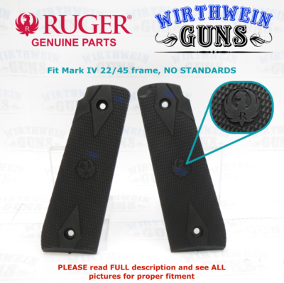 RUGER LOGO* Hogue 79090 Black Rubber Checkered Grip RUGER 22/45