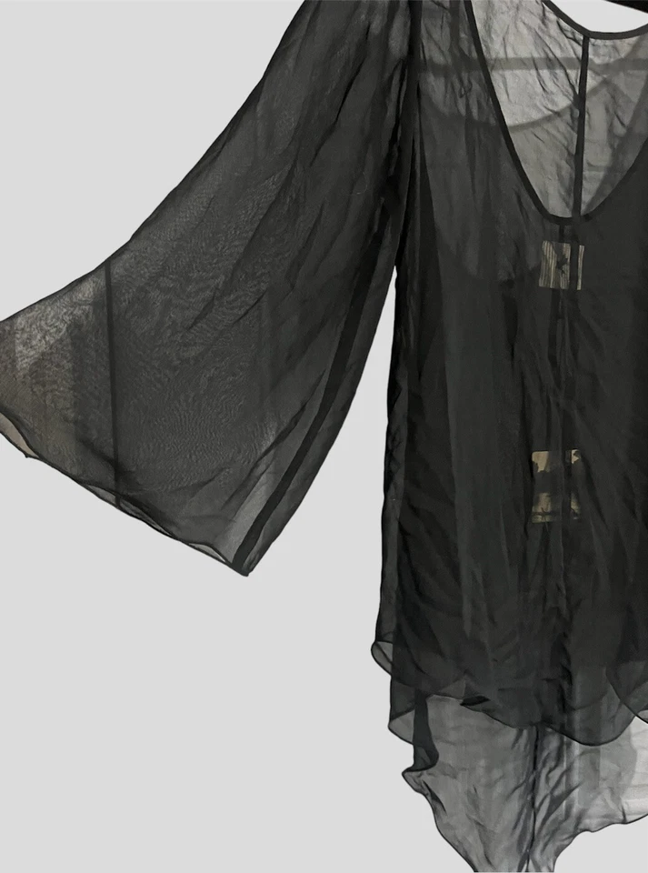 NUEVO CON ETIQUETAS $100 Vestido Top Negro Transparente de Natación One Tea Spoon Espalda Baja Talla 12 Foto 3 de 4