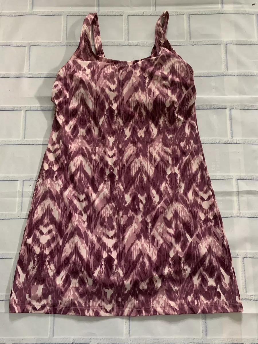 Duluth Trading 8 Burgundy Tie Dye Suit Up Swim Built-in Bra One Piece Dress