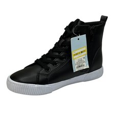 New Youth Boy's Black Glenn High top lace-up zipper sneakers size 3 Cat Jack