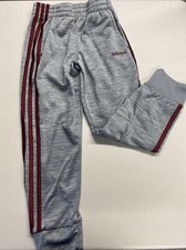 Adidas Girls Jogger Pants Gray Burgundy Unisex Okay EUC Sz 8