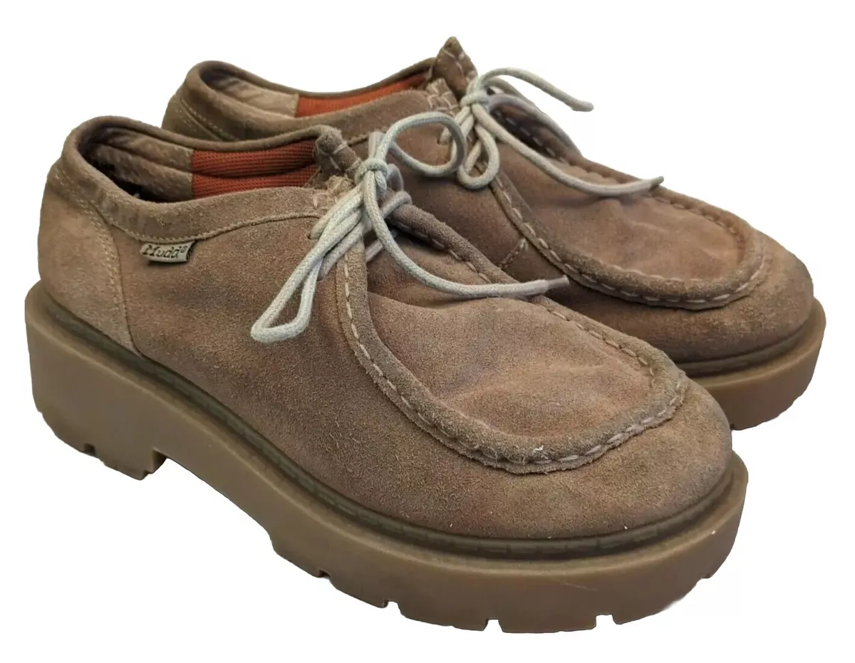 Mudd Sara Shoes Vintage 90s Y2K Chunky Lug Platform Tan Suede