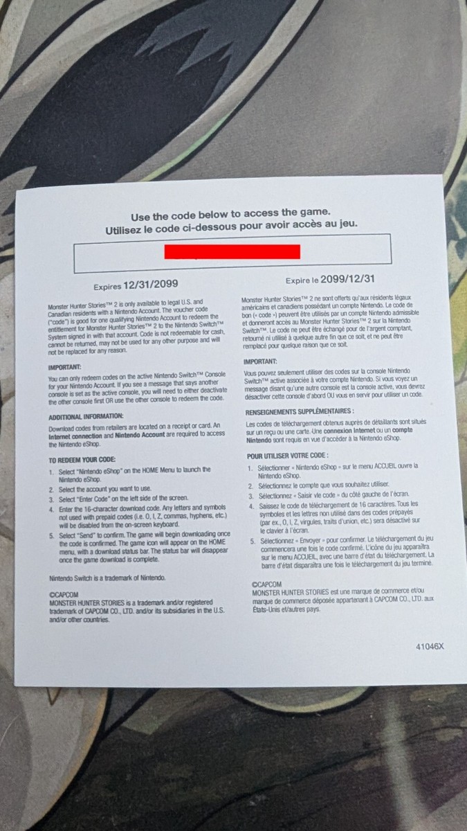 Monster Hunter Stories 2: Wings of Ruin switch download CODE ONLY