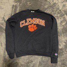 Vintage Clemson Tigers Sweatshirt Men  s S Navy Blue Spellout Champion Pullover