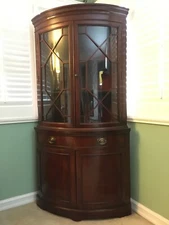 Two Pieces Drexel 'Travis Court' Dining Room Solid Mahogany China Hutches