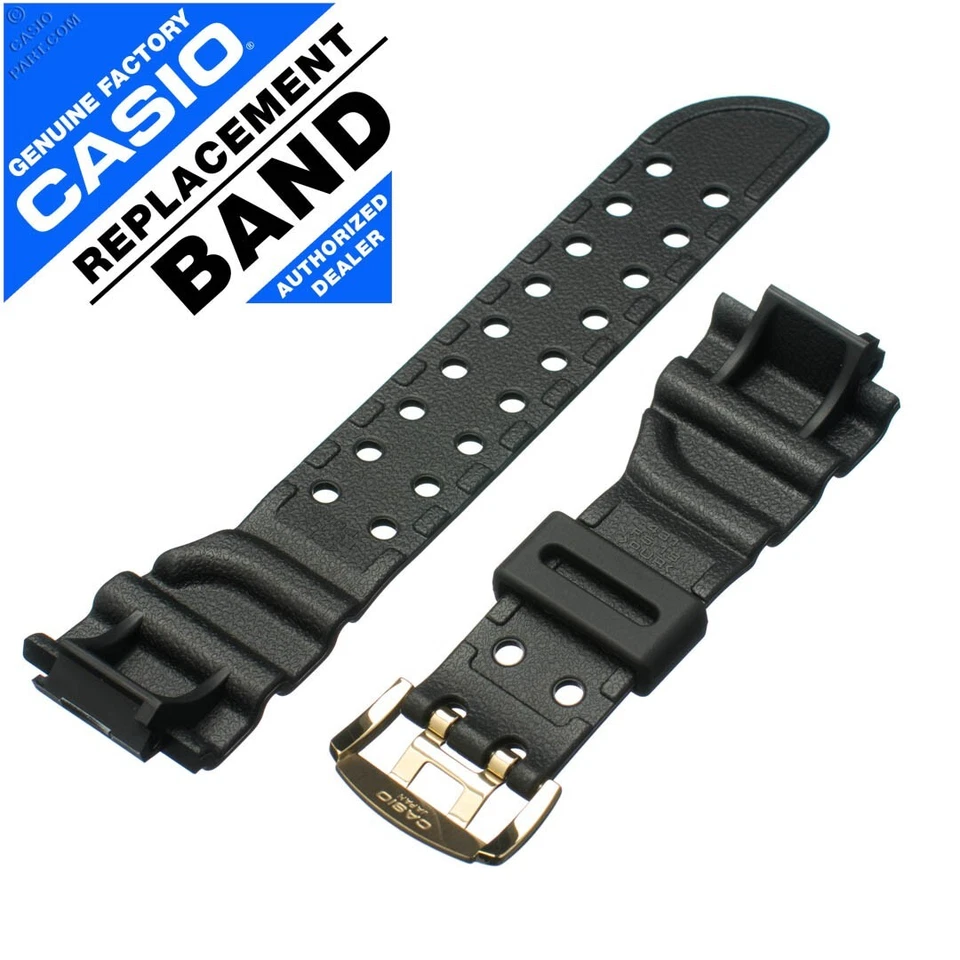 GENUINE CASIO Replacement Band G-SHOCK Frogman GW225A GW-225 Black + Gold buckle - Image 2 of 2