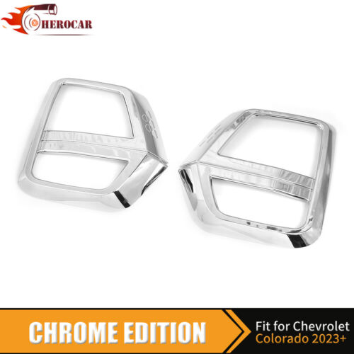 2pc Chrome Front Fog Light Lamp Overlay Trim for Chevy Chevrolet Colorado 2023+ - Bild 3 von 8