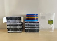 CD Cases Lot of 60: SLIM Black Jewel Cases, Clear, Colorful Plastic