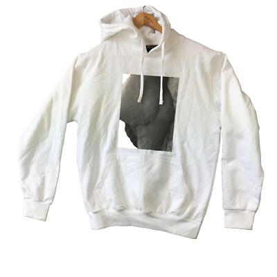 De-Lux Weiß Baumwolle Langarm Hoodie Pullover Sweatshirt Herren Größe M