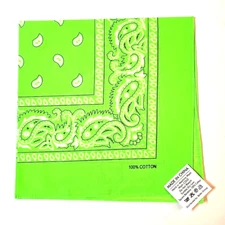 Bandana 100% Cotton Neon Lime Green ~Head Neck Hair Face Wrist Pocket