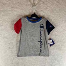 Champion Boys Short Sleeve Tee Signature Colorblock T-Shirt Gray/Navy Size 5 NWT