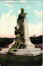 Statue of William Mckinley Springfield Mass Vintage Postcard Mezzochrome News Co