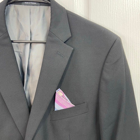 Pronto Uomo solid black double button wool blazer… - image 3