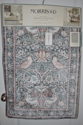 Morris & Co. 2 Piece Washable Accent Rug Set Strawberry Thief NWT