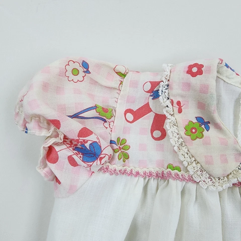 Blusa De Colección Años 60 70 Bebé Niña Manga Abullonada Cuello Peter Pan Ric Rac Borde Hecha a Mano Foto 4 de 4