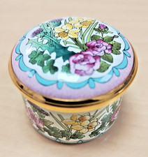 Halcyon Days Enamel Trinket Pill Box Flowers of the United Kingdom