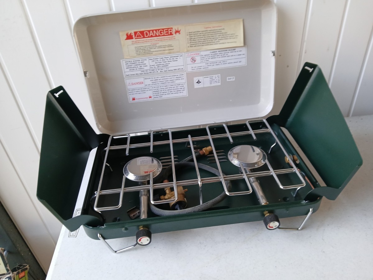 Greatland Outdoors Blue Twin Burner Propane Stove Compact Camping