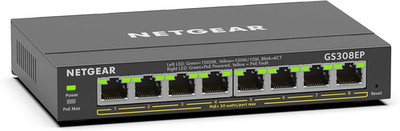8 Port Poe Gigabit Ethernet Easy Smart Managed Essentials Switch (GS308EP) - wit