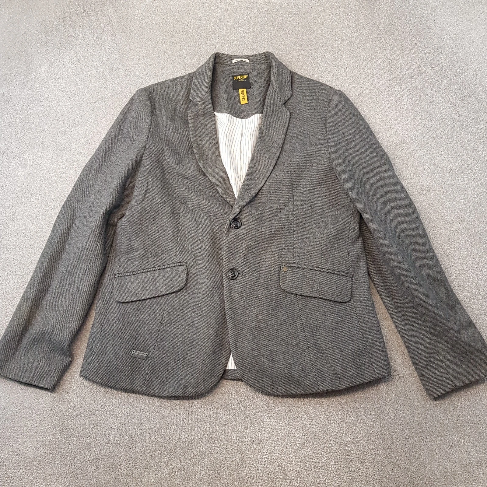 Superdry Mens Jacket 2XL XXL Grey Blazer Wool Blend Country Fitted 2 Button
Opens in a new window or