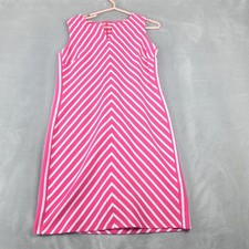 Talbots Petite Pink White Chevron Stripe Sleeveless Shift Dress Size MP