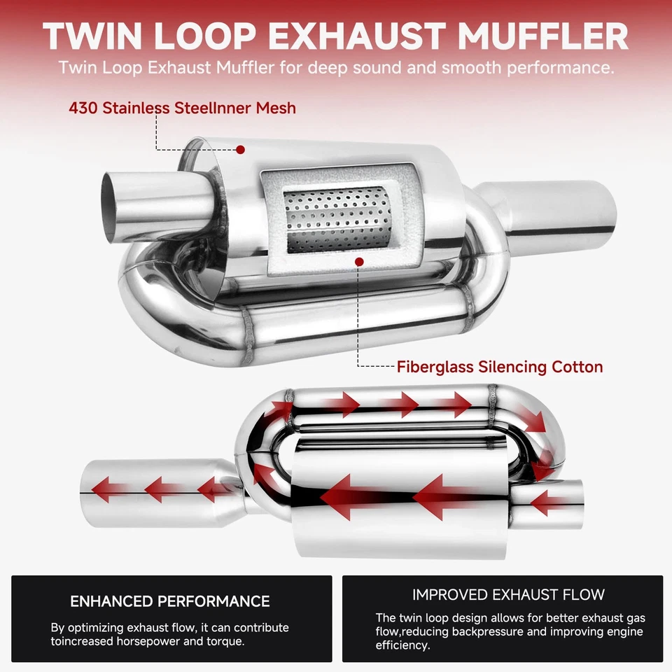 For Datsun 620 / 620 Pickup Twin Exhaust Tip Muffler 2.5" Inlet 4.0" Pipe Steel - Imagem 4 de 4