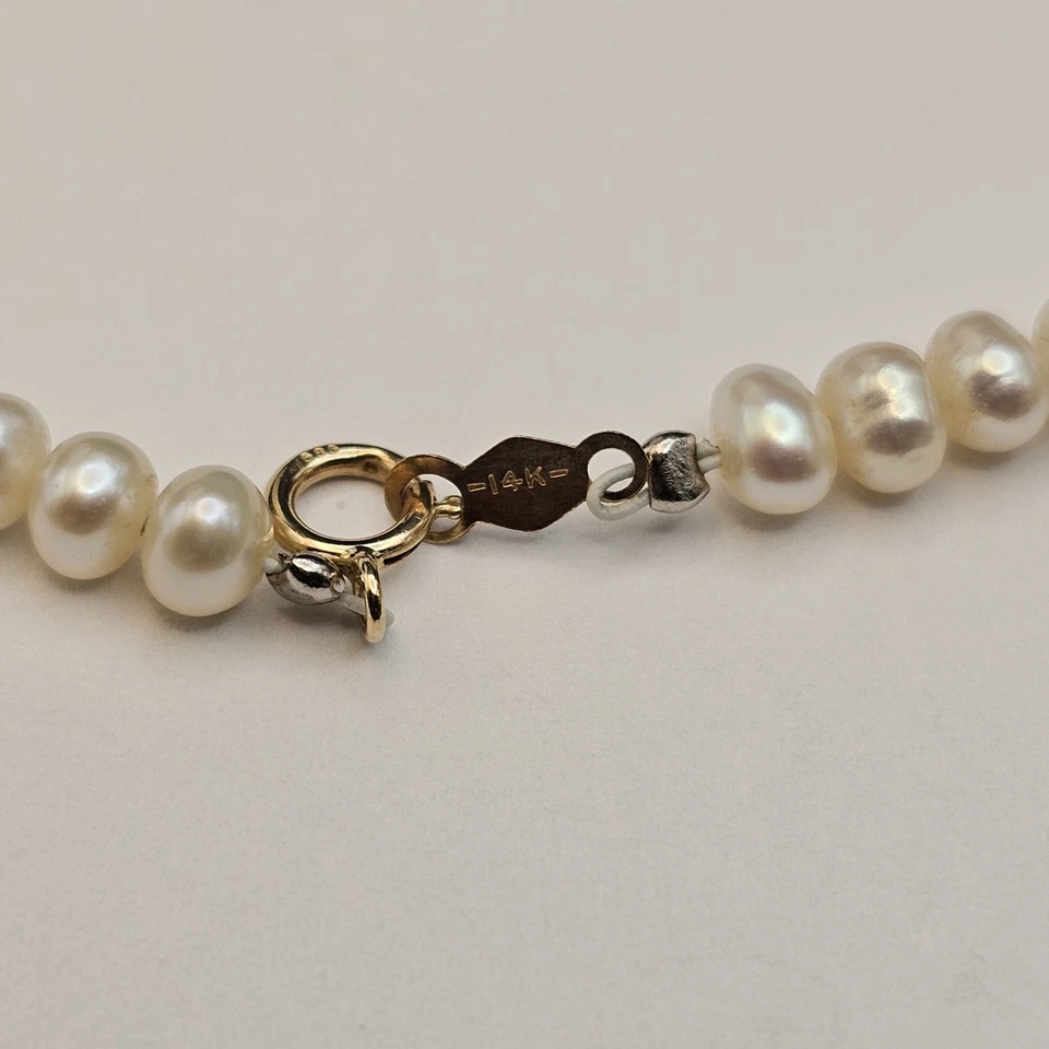 Collar de perlas de oro amarillo de 14k de 18" de 3,6 mm y colgante de perlas de 7,3 mm Foto 4 de 4