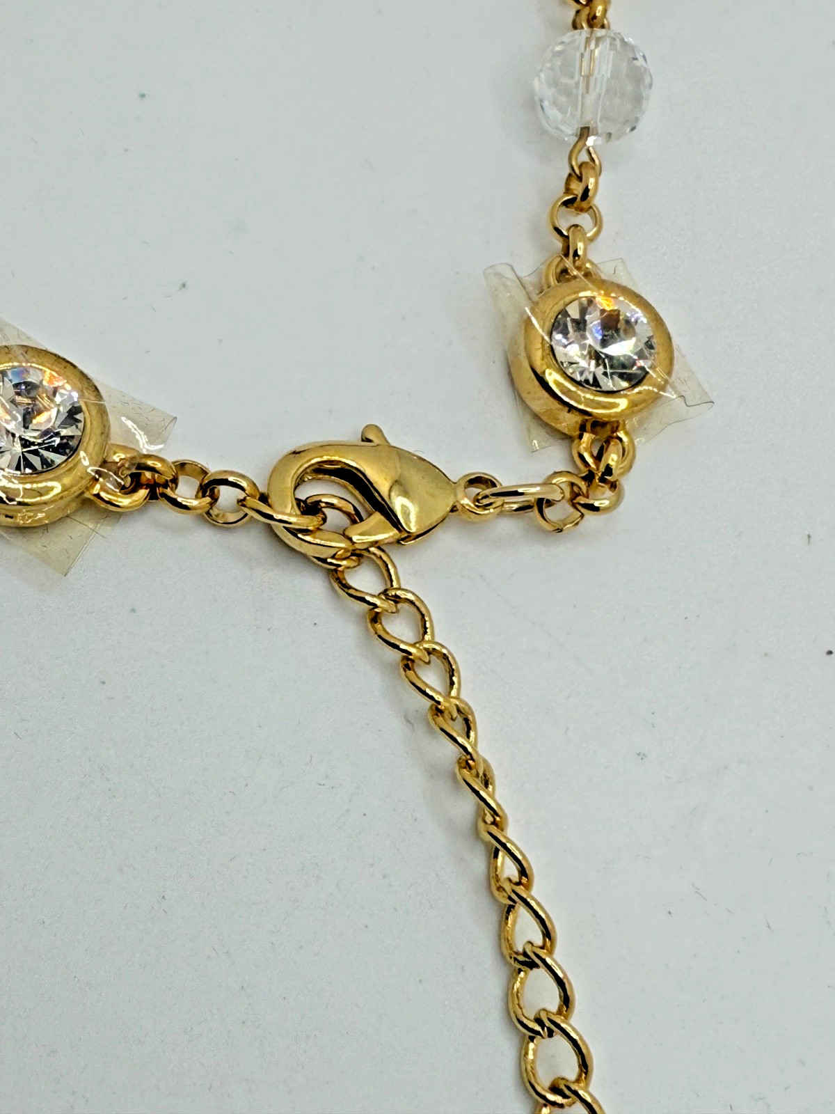 Vintage Camrose Kross JBK Necklace CZ Crystal Beads Gold Tone COA 28"