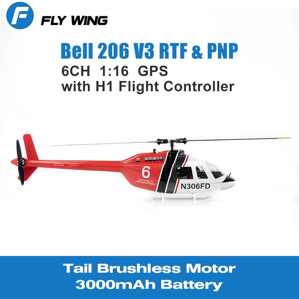 FlyWing Bell 206 V3 6CH GPS 3D Aircraft Auto Return Hovering RC RTF Helicopter - Image 2 of 4