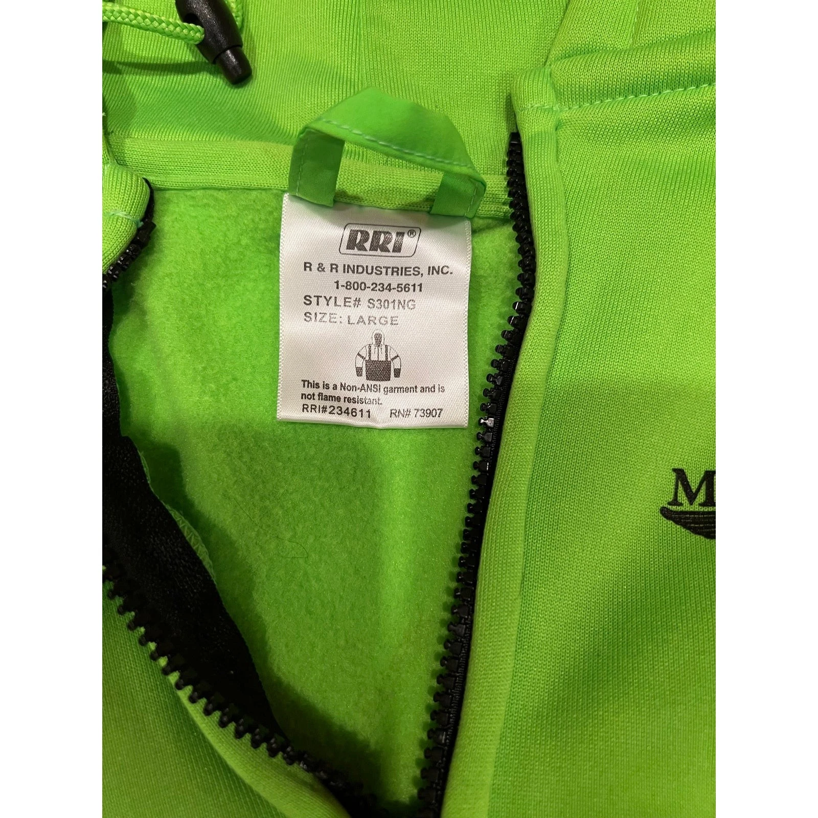 Million Air Hi Vis Reflective Hoodie L Neon Green Streetwear Utility Workwear - product detail image 5