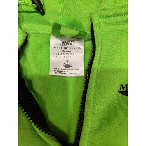 Million Air Hi Vis Reflective Hoodie L Neon Green Streetwear Utility Workwear image 5