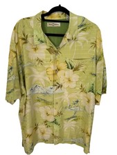 Tommy Bahama Mens VTG 100 Silk Hawaiian Shirt XL Tropical Floral Short Sleeve