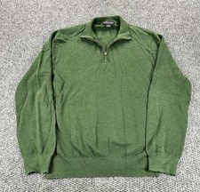 Brooks Brothers Sweater Mens XL Green Half Zip Cashmere Cotton Blend Pullover