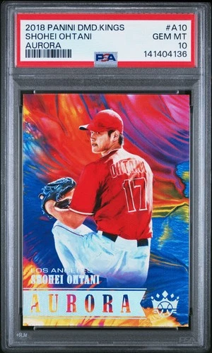 141404136 Shohei Ohtani 2018 Panini Diamond Kings #A10 Aurora Rookie RC PSA 10